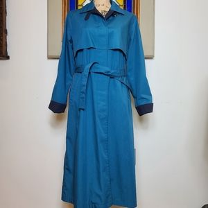 Vintage London Fog Trench Coat in Sapphire Blue with Royal Blue accents